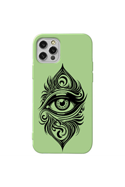 Other Apple iPhone 12 Pro Max Eye patterned drawing Light Green Colored Silic...