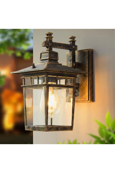 NO BRAND Aplica de perete retro E27 pentru exterior, IP44, cu sticlă transpar...