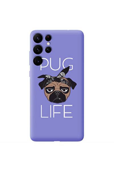 Other Samsung S22 Ultra Pug Life Purple Colored Silicone TPU Θήκη