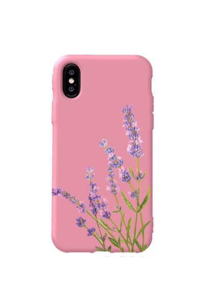 Other Apple iPhone X Flowers 8 Pink Colored Silicone TPU Θήκη