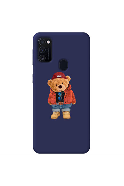Other Samsung M21 Bear in a hat Dark blue Colored Silicone TPU Θήκη