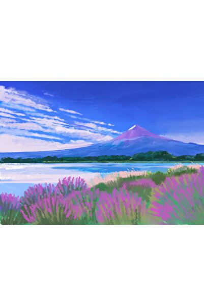 OEM Poster Lavandă sub Munte, Decor Peisaj Montan Relaxant, Carton 250g, A4