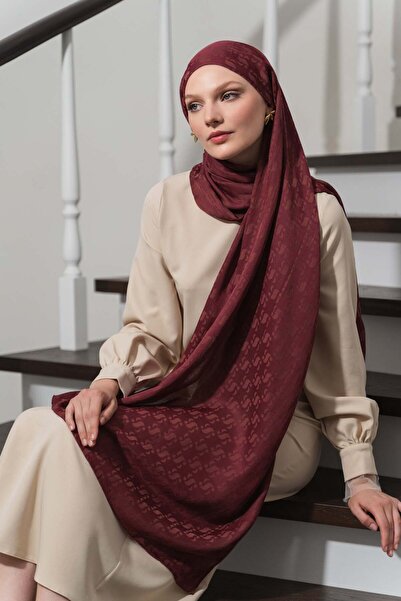 Aida Scarfs Bordo Floş Viskon Jakar Şal