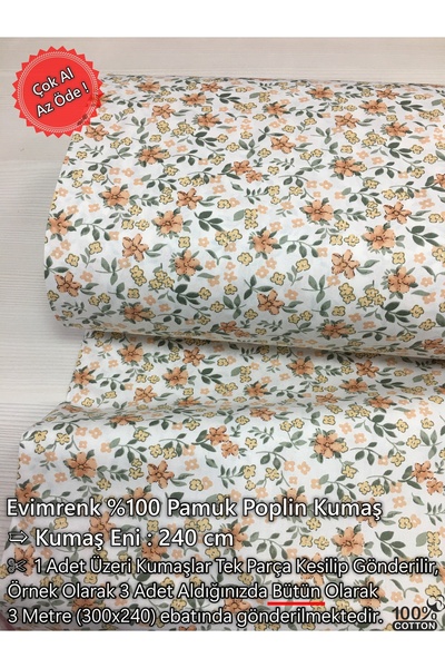 evimrenk Çıtır Çiçek Desenli Poplin Kumaş - Nevresim - Çarşaf - Hobi - Elbise...