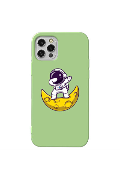 Other Apple iPhone 12 Pro Max Astronaut on the moon Light Green Colored Silic...