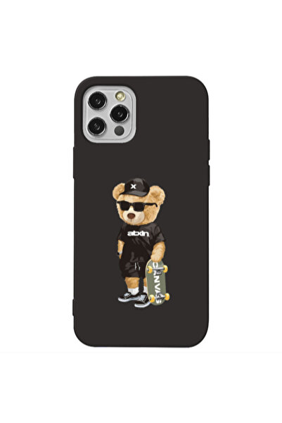 Other Apple iPhone 12 Pro Bear with glasses Black Colored Silicone TPU Θήκη