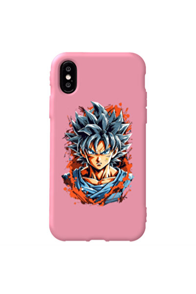 Other Apple iPhone Xs Anime Goku Pink Colored Silicone TPU Θήκη