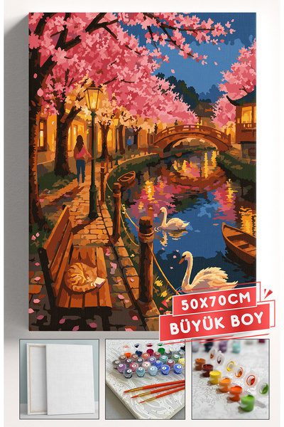 Akihabara Sayılarla Boyama Hobi Seti Çerçeveli Numaralı Tuval Fırça Boya Dahi...