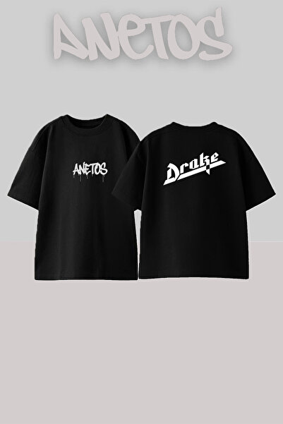 Anetos Μαύρο μπλουζάκι με γοτθική γραμματοσειρά και καρό σχέδιο, τυπωμένο, un...