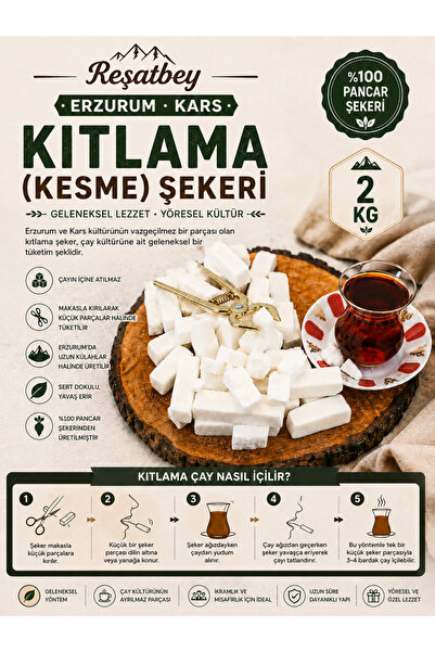 REŞATBEY BS Erzurum Kars Kıtlama Şekeri 2 Kg | Geleneksel Sert Kesme Şeker