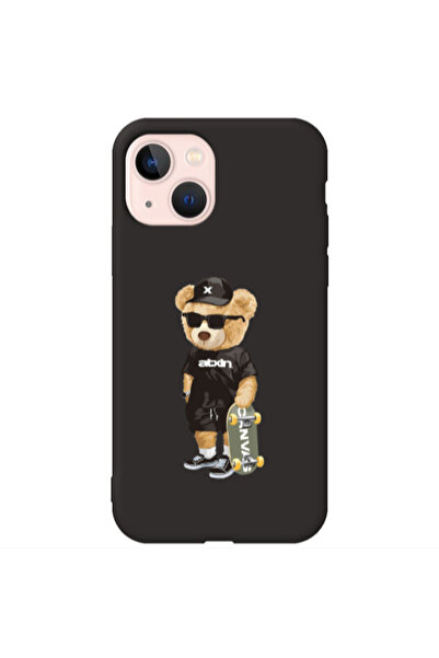 Other Apple iPhone 13 Bear with glasses Black Colored Silicone TPU Θήκη