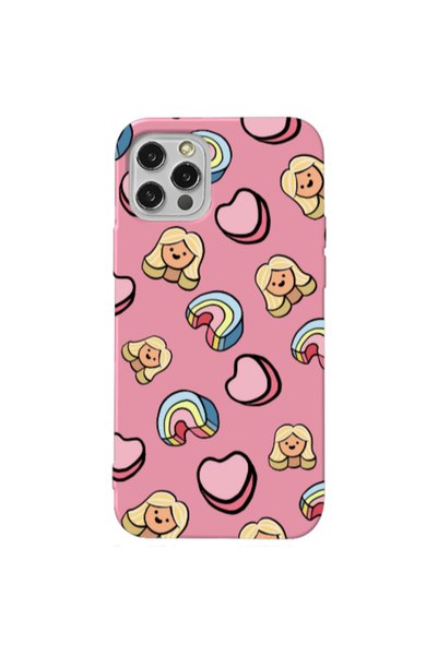 Other Apple iPhone 12 Pro Max Girl rainbow and hearts Pink Colored Silicone T...
