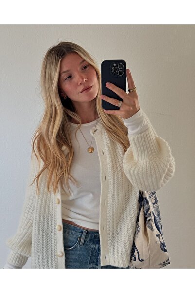 Elysira Women's Soft Italian Sleeve Basic Knitwear Cardigan