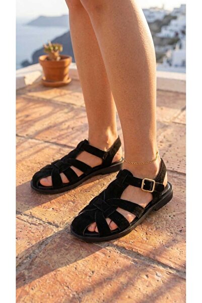 Hale Shoes Women's Suede Cage Sandals