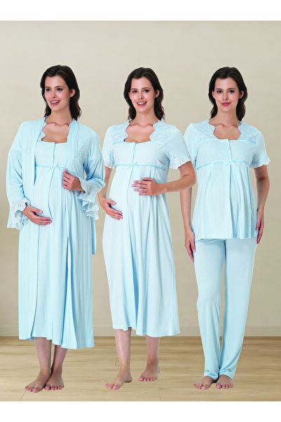 by İGP Lace Maternity Pajamas and Nightgown Set, 4-Piece Maternity Set
