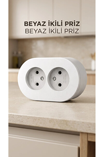 Generic Brand White Double-Entry Grounded Surface-Mounted Socket, Decorative ...