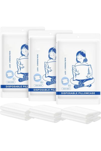 Arabest 6-Pack Disposable Pillow Cases,Large 20x32 Inches,Non-Woven Fabric,En...