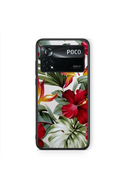 Other Xiaomi Poco X4 Pro laves and flowers Black Glossy Θήκη