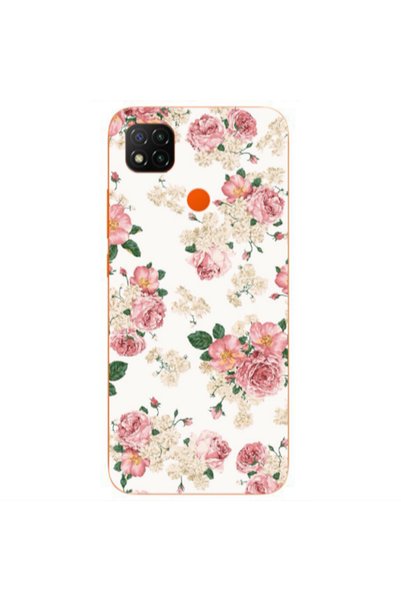 Other Xiaomi Redmi 9c Pink Flowers 2 Transparent Silicone TPU Θήκη
