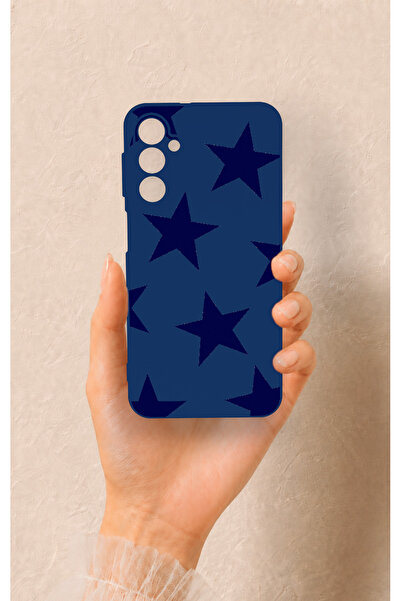 Vip Case Samsung A24 Uyumlu Lacivert Star Desenli Silikon Kılıf