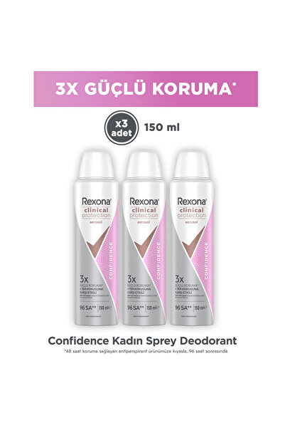 Rexona Kadın Clinical Protection Spray Deodorant Confidence 150 ml x3