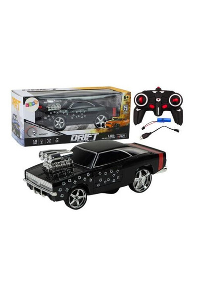LeanToys Masina RC Drift 1:18, 360° rotire, lumini si sunet, Negru, 1 buc
