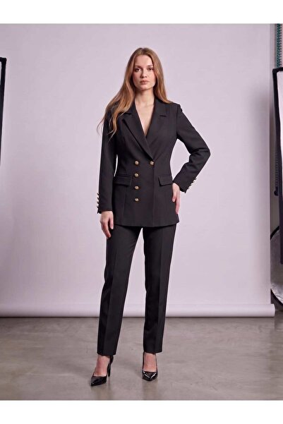 PRENSES Kadın Regular Kesim Blazer Ceket Pantolon Takım Modern Trend Zamansız
