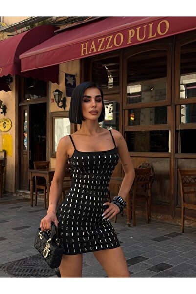 Friday Mood Women's Baguette Stone Strap Mini Dress