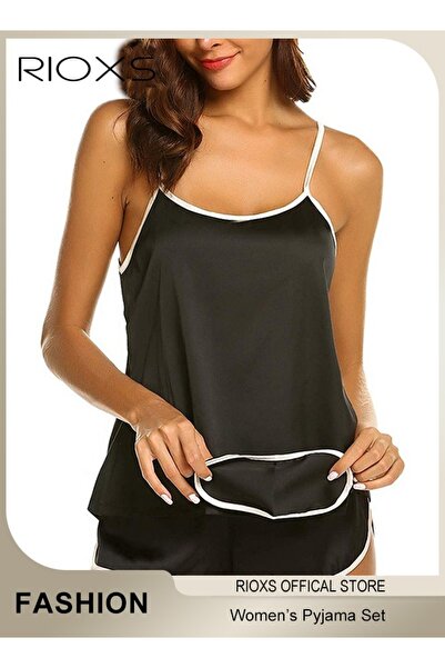 RIOXS Women's Silk Pajamas Set,2 Piece Pjs Cami Top And Shorts Loungewear Set...