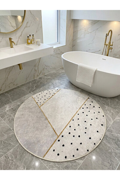 Brillant Puantiyeli Ve Çizgili Lateks Taban Banyo Paspası