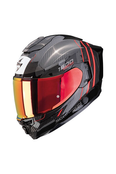 Scorpion EXO-1500 Carbon Air Zity Kapalı Motosiklet Kaskı Siyah Kırmızı