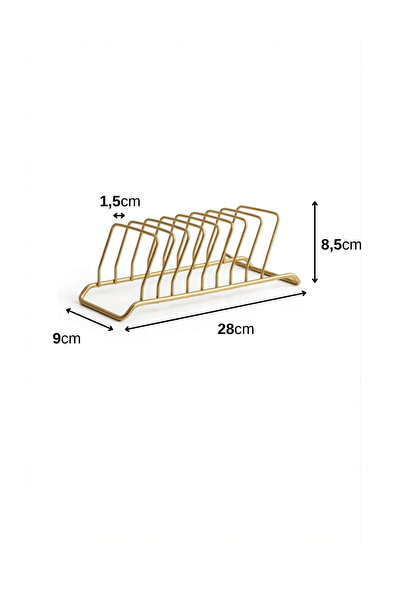 Orvila 9 Bölmeli GOLD Tabaklık ve Tabak Düzenleyici Mini Bulaşıklık - GOLD Dolap İçi Çay Kahve Tablası Düzenleyici