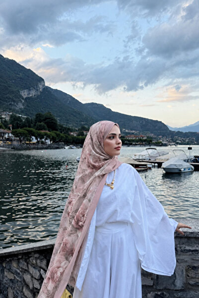 BONASERA EŞARP Women's French Silk Premium Shawl with Pattern