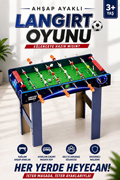 Toyaş Ahşap Ayaklı Langırt Oyunu Masaüstü Kullanım Özellikli 2 Kişilik Langır...