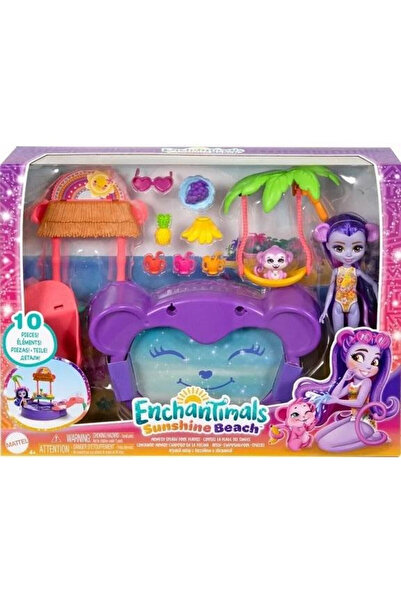 mattel Set jucarii Enchantimals Sunshine Beach, playset cu papusa maimuta din...