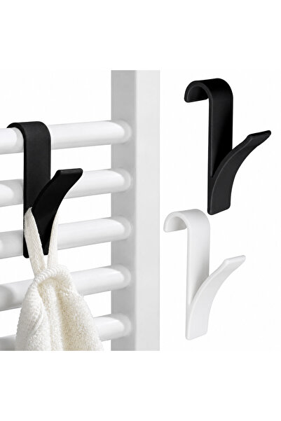 Hurt Top Bottom Set of 2 bathroom hooks, plastic, black+white, 10x6x2.5cm