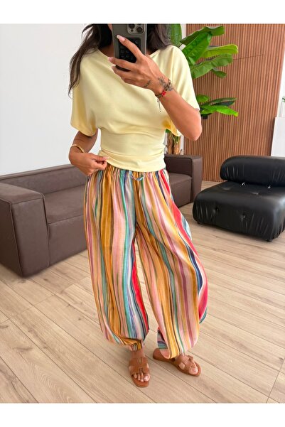 Mzr Collection Çizgili renkli pantolon