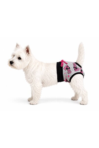 DOGİ&DOG Küçük Irk Gri Neon Love Regli Çamaşırı Köpek Kıyafeti (1-10KG)