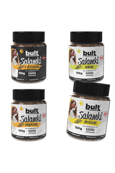 Bult Gustare câini, Bult, 4x150g, Mixtă Selecție Salam, Câini Adulți, Susține...