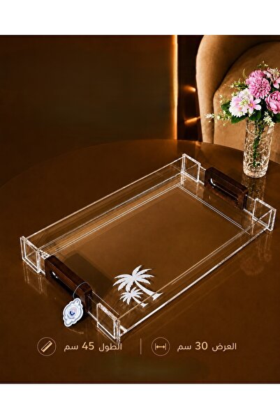 Alamtiaz Acrylic/wood trays with wooden handles. Exclusive design.
