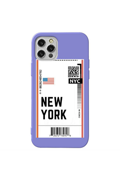 Other Apple iPhone 13 Pro New York NYC Purple Colored Silicone TPU Θήκη