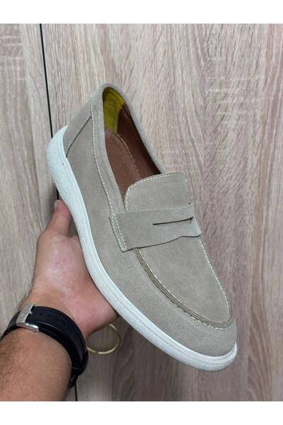 Greyybull Shoes Мъжки бежови велурени кожени мокасини