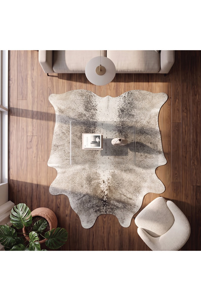 Derya Home Büyük Boy Gri Kırçıllı Hakiki Dana Postu Halı 197x234 cm P25