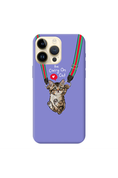 Other Apple iPhone 13 Pro Max Swinging cat Purple Colored Silicone TPU Θήκη