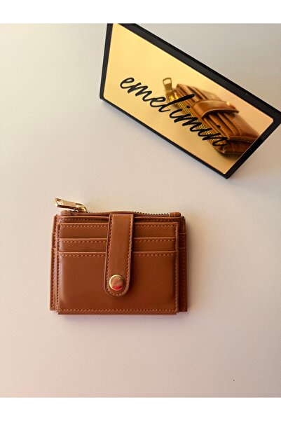 emelimin Women's Tan Brown Snap Fastener Multi-Compartment Zippered Mini Card...