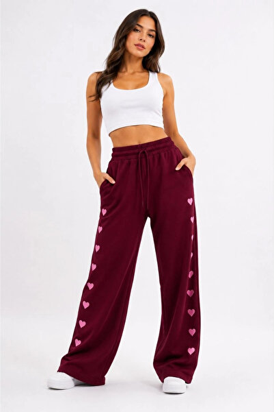 Keops Women's Osy Modal Soft Textured Embroidered Oversize Wide Leg Sweatpant...