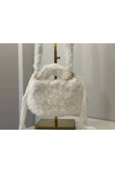 Queen Crochet Handmade Crochet bag with Ribbon yarn and Fur - موف