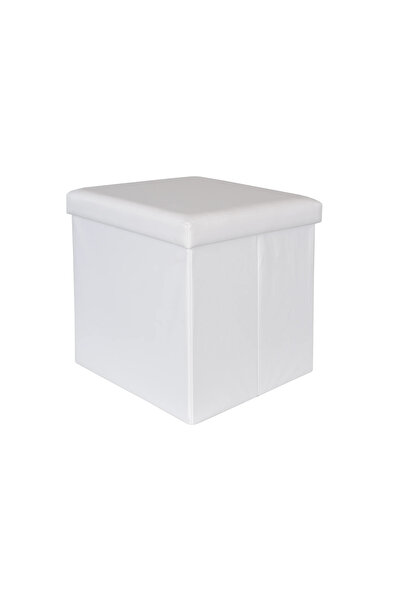 Target Home Σκαμπό-πουφ με αποθηκευτικό χώρο PU λευκό 38x38x37εκ.