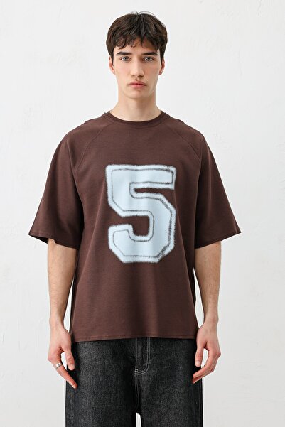 VAMOSCLO Oversize printed t-shirt coffee