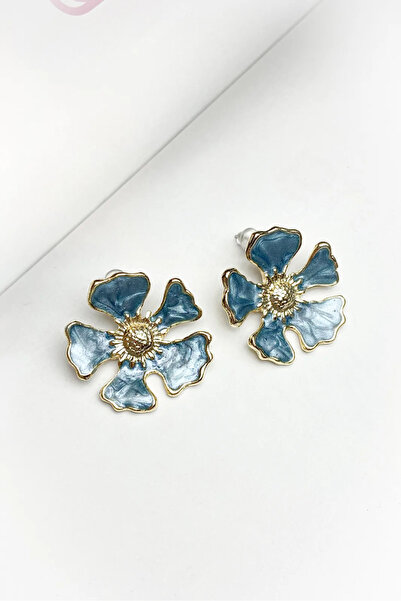 roshel Flower Motif Gold Color Earrings